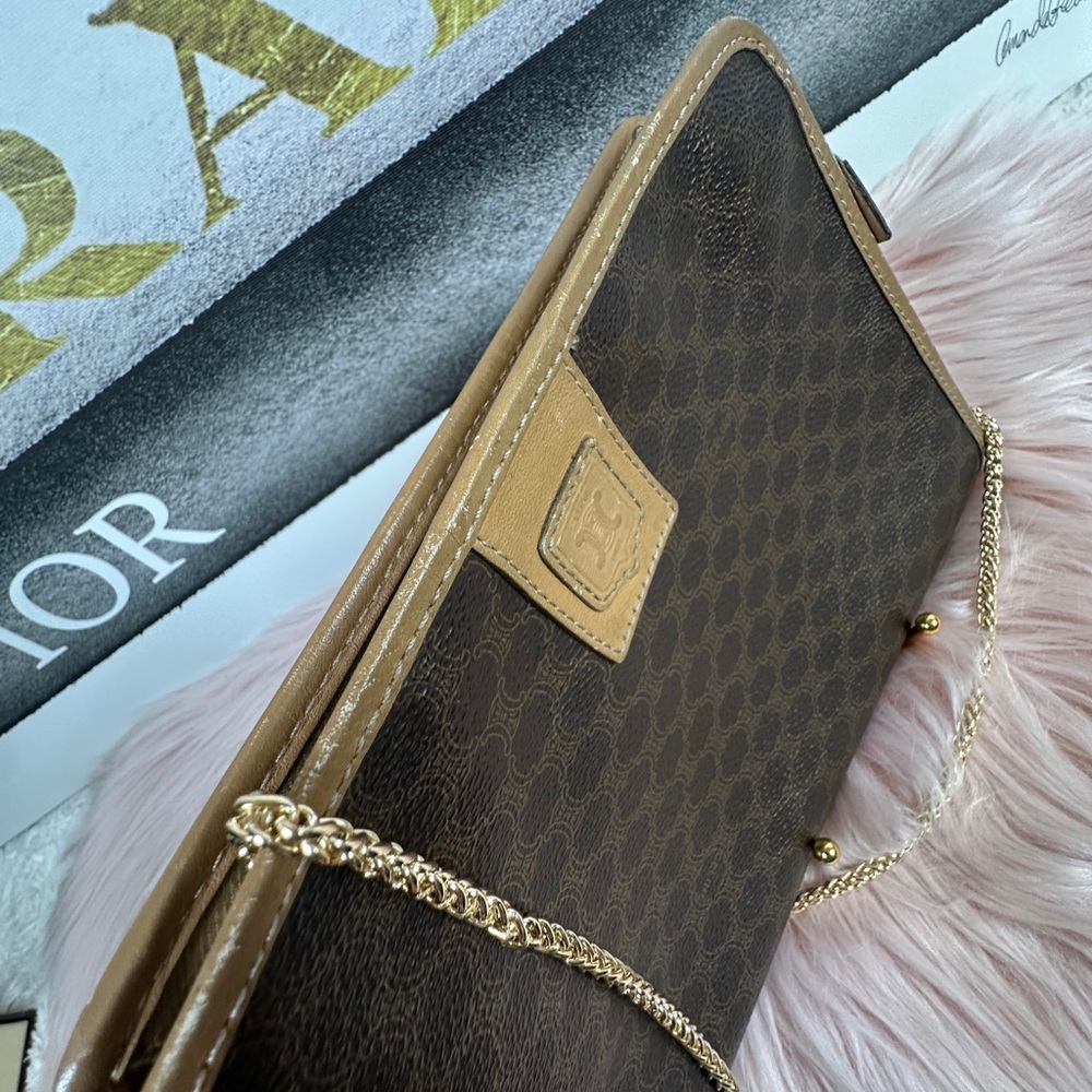 Celine Macadam Brown Monogram Chain Shoulder Bag - Picture 7 of 14